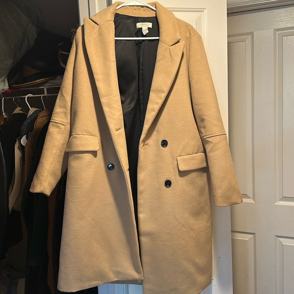 Forever 21 classic camel coat